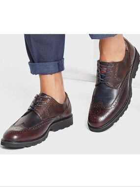 NwoT Pikolinos Light Glasgow Wingtip Dress Shoe Garnet Navy & Brown Leather